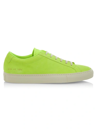 Shop Common Projects Men's Achilles Suede Sneakers In Yellow