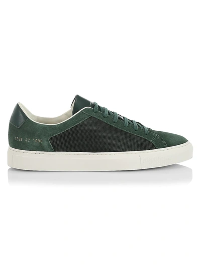 Shop Common Projects Retro Suede & Mesh Low-top Sneakers In Green