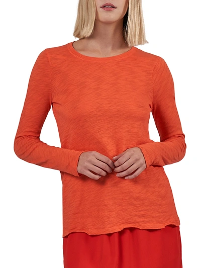 Shop Atm Anthony Thomas Melillo Women's Destroyed Wash Long-sleeve Slub Jersey Tee In Coral