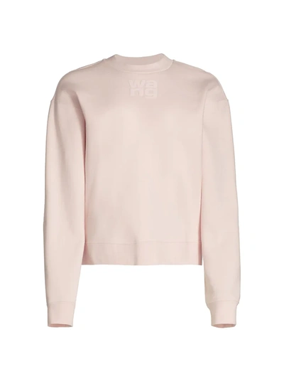 Shop Alexander Wang T Foundation Crewneck Sweatshirt In Primrose Pink
