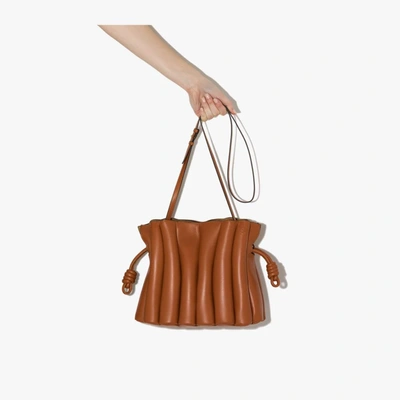 Shop Loewe Brown Flamenco Ondas Leather Clutch Bag