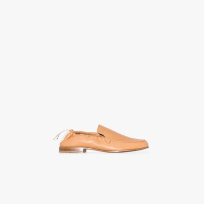 Shop Loewe Logo Leather Loafers - Women's - Calf Leather In Brown
