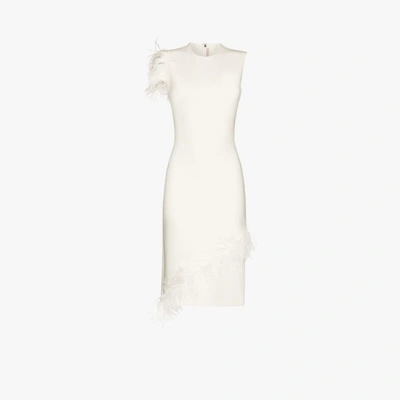 Shop Christopher Kane Feather Midi Dress In White