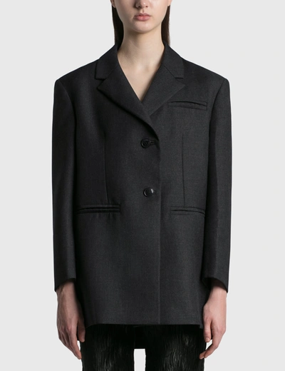 Shop Ganni Wool Suiting Oversized Blazer In Black