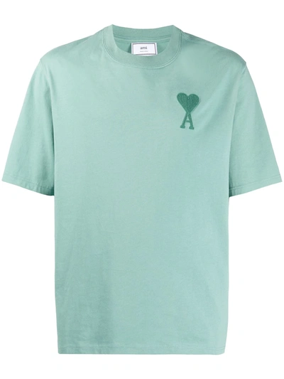 Shop Ami Alexandre Mattiussi Chest Logo Cotton T-shirt In Green