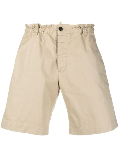Shop Dsquared2 Explorer Big Cotton-twill Shorts In Neutrals