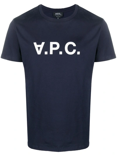 Shop Apc Logo-print Short-sleeved T-shirt In Blue