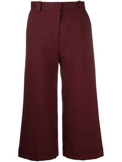 Shop See By Chloé Cropped Wide-leg Trousers In Red