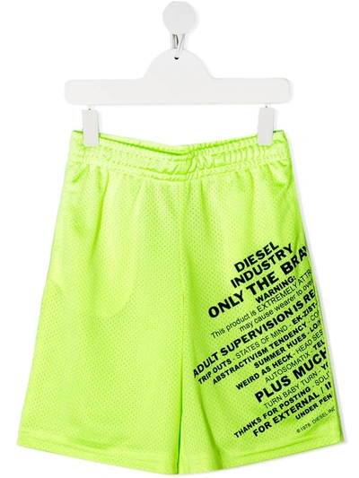 Shop Diesel Pfrakle Mesh Shorts In Green