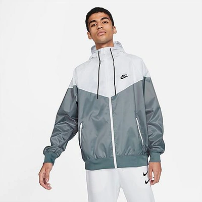 Shop Nike Men's Sportswear Windrunner Woven Hooded Jacket In Smoke Grey/white