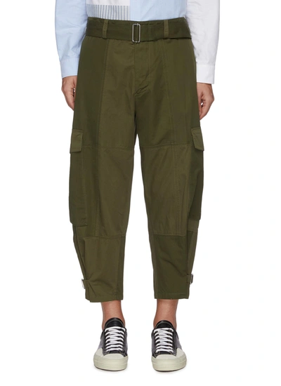 Shop Jw Anderson Belted D-ring Detail Patchwork Cargo Pants In Green
