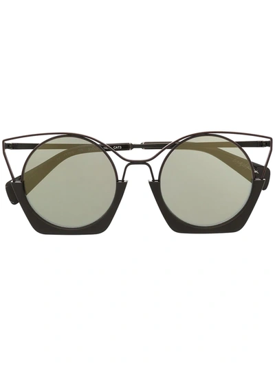 Shop Yohji Yamamoto Gradient Cat-eye-frame Sunglasses In Brown