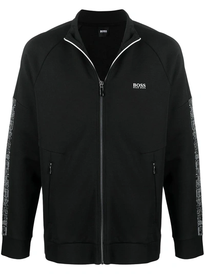 Shop Hugo Boss Zip-up Sweatshirt In Black