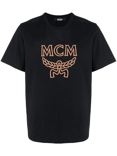 Shop Mcm Logo-print Crewneck T-shirt In Black