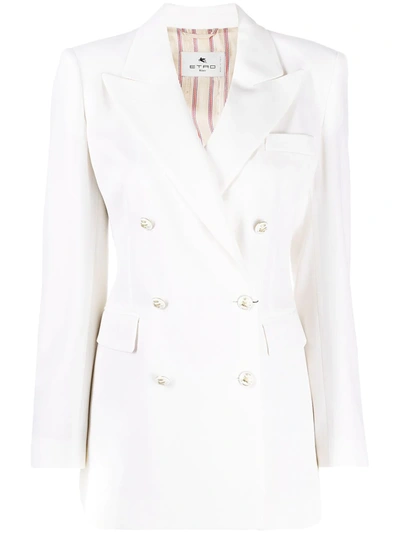 Shop Etro Double-breasted Blazer In White