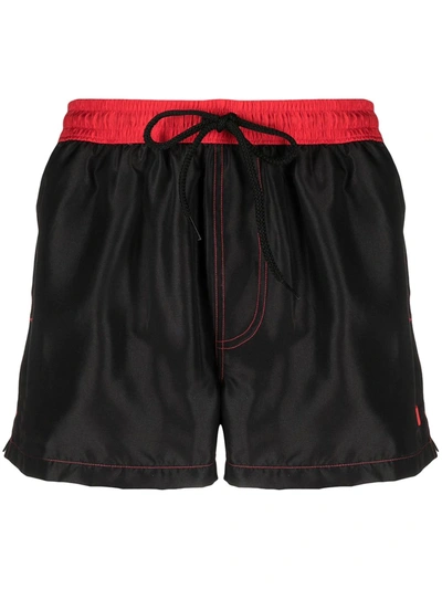 Shop Gcds Two-tone Swim Shorts In Black