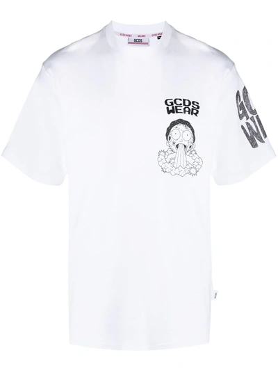 Shop Gcds Graphic-print Cotton T-shirt In White