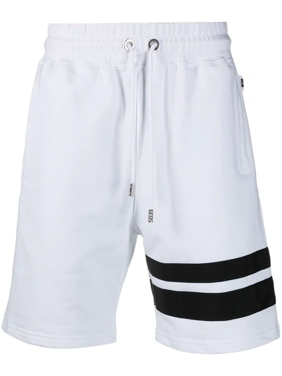 Shop Gcds Stripe-detail Jogger Shorts In White