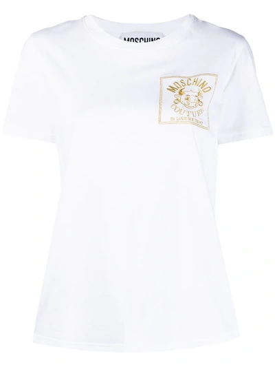 Shop Moschino Embroidered Logo T-shirt In White