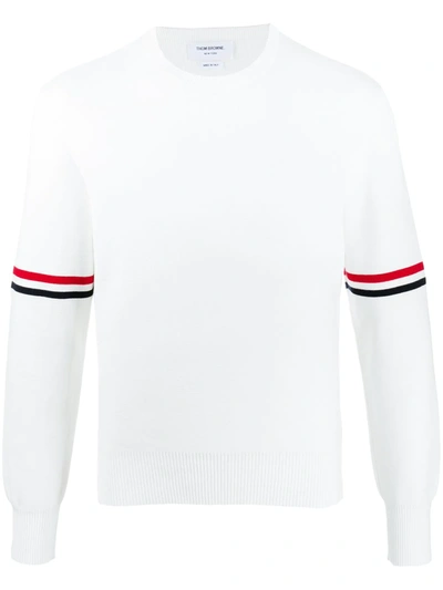 Thom Browne Milano Stitch Crewneck Cotton Sweater In White