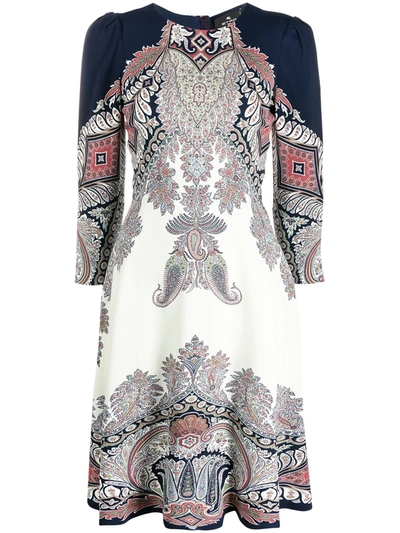 Shop Etro Paisley Print Long-sleeved Dress In Blue