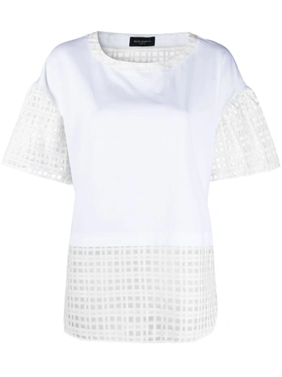 Shop Piazza Sempione Panelled Semi-sheer Blouse In White