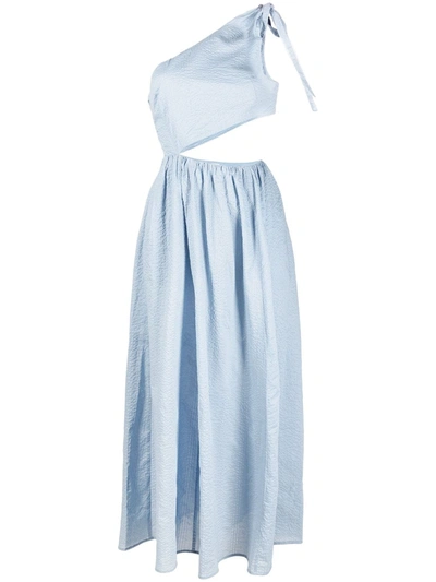 Shop Marysia One-shoulder Cut-out Midi Dress In Blue