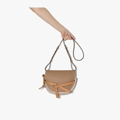 Shop Loewe Brown Gate Small Leather Cross Body Bag In Neutrals