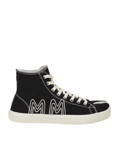 Shop Maison Margiela Tabi Sneakers In Canvas In Black /white