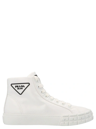 Shop Prada Cassetta Wheel Shoes In White