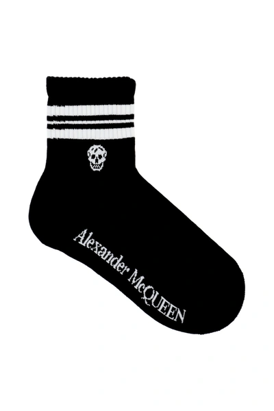 Shop Alexander Mcqueen Stripe Skull Sport Socks In Black White (black)