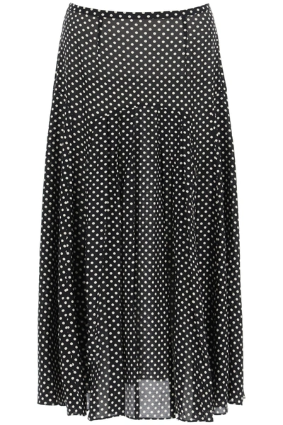 Shop Rixo London Claire Midi Skirt In Polka Dot (black)