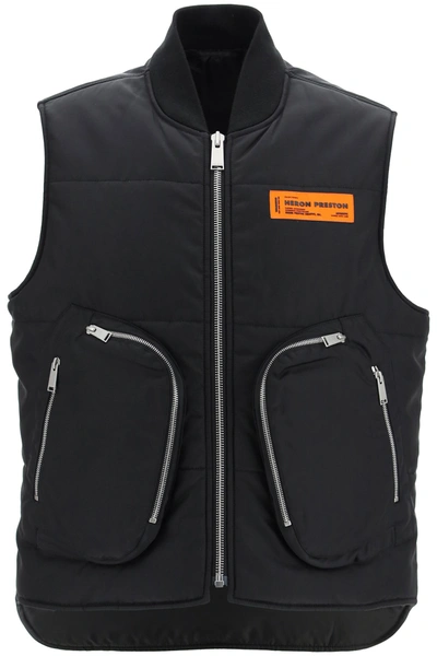 Shop Heron Preston Padded Vest With Pockets In Black (black)