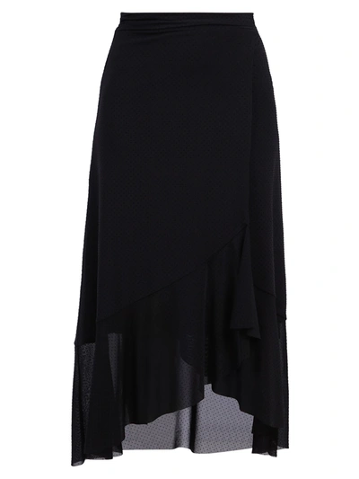 Shop Ganni Ruched Skirt In Black