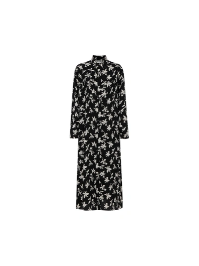 Shop Saint Laurent Long Dress In Noir Craie