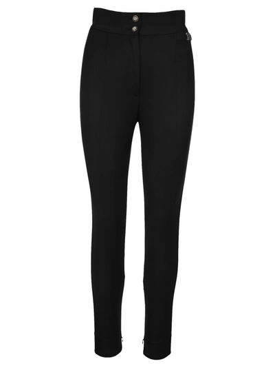 Shop Dolce & Gabbana High-waisted Wool Twill Leggings With Dg Detail In Black