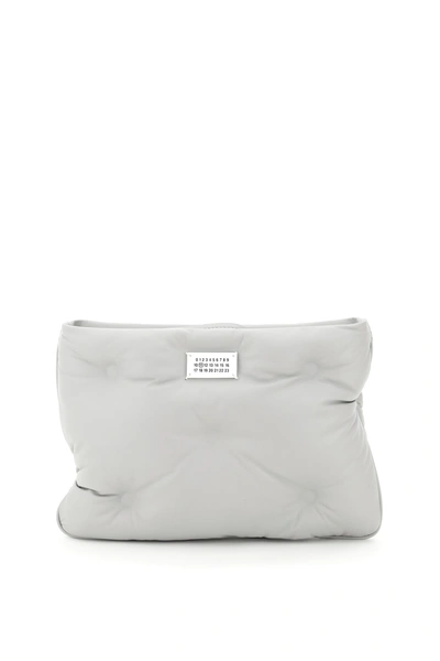 Shop Maison Margiela Glam Slam Leather Clutch In Calce (grey)