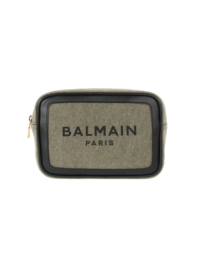 Shop Balmain Khaki Canvas B-army 20 Belt Bag In Verde