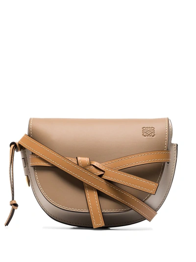 Shop Loewe Small Gate Leather Crossbody Bag In Neutrals