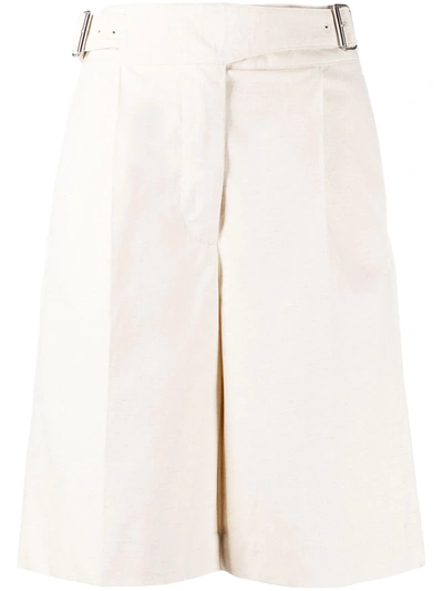 Shop Acne Studios Buckled Knee-length Shorts In Neutrals