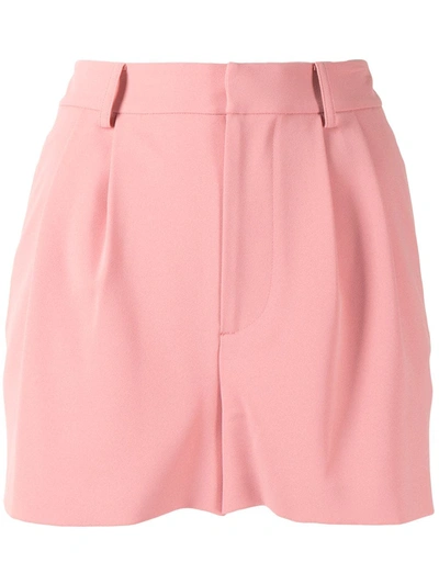 Shop Alice And Olivia Pleat-front High Rise Shorts In Pink