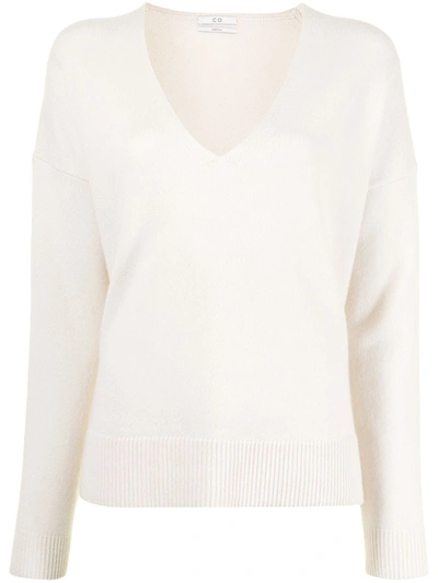 Shop Co V-neck Drop-shoulder Sweater In White