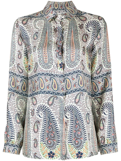 Shop Etro Paisley-print Long Sleeved Shirt In Neutrals