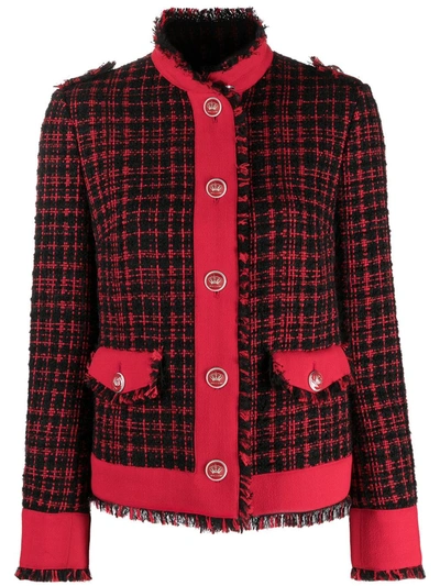 Cropped Single-breasted Tweed Jacket In Multicolor
