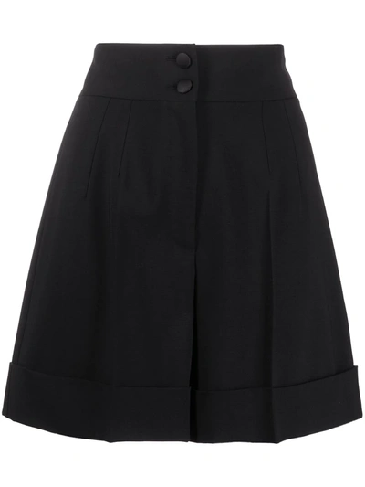 Shop Dolce & Gabbana Pleated High-waist Wool-blend Shorts In Black