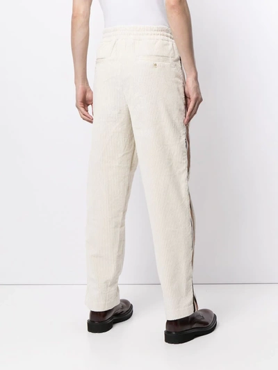 Shop Dolce & Gabbana Side-stripe Corduroy Trousers In White