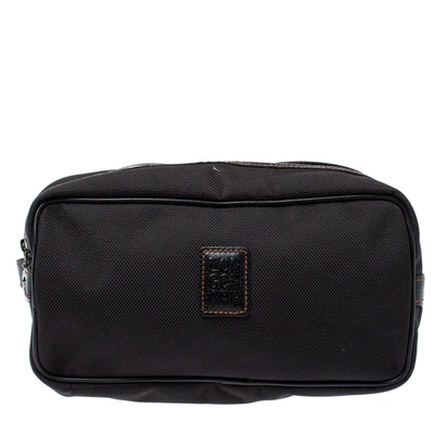 Pre-owned Longchamp Black Canvas Cosmetic Pouch