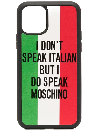 Shop Moschino Italian Flag Print Iphone 11 Pro Case In Black