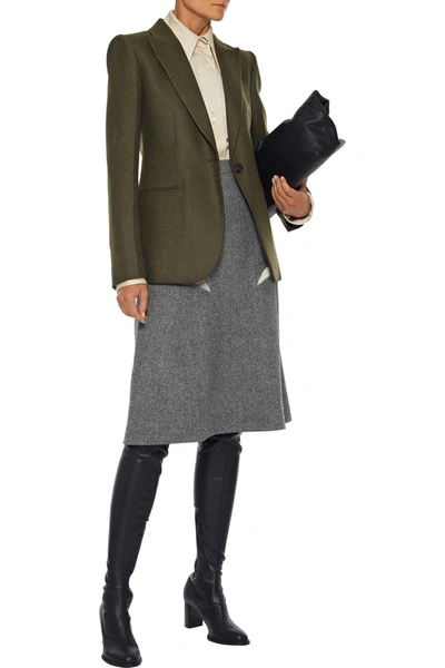 Shop Victoria Beckham Wool-blend Flannel Blazer In Army Green
