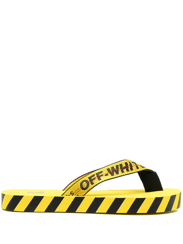 off white yellow flip flops